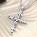 wholesale 925 Sterling Silver Heart-Shaped Pendant with Cubic Zirconia and Fleur-de-Lis Design Necklaces for Women-0-3