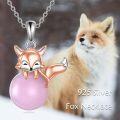 wholesale 925 Sterling Silver Fox Pink Stone Pendant Necklace for Women-0-4