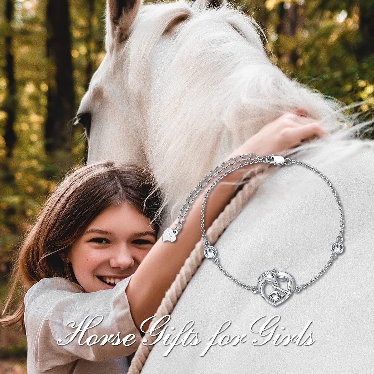 Sterling Silver Birthstone Crystal Horse Bracelet Women s Horse Jewelry Gift-0-5