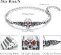 wholesale 925 Sterling Silver Winged Skull Bracelet with Red Eyes Gothic Charm Jewelry for Women Girls Christmas Gift-0-4