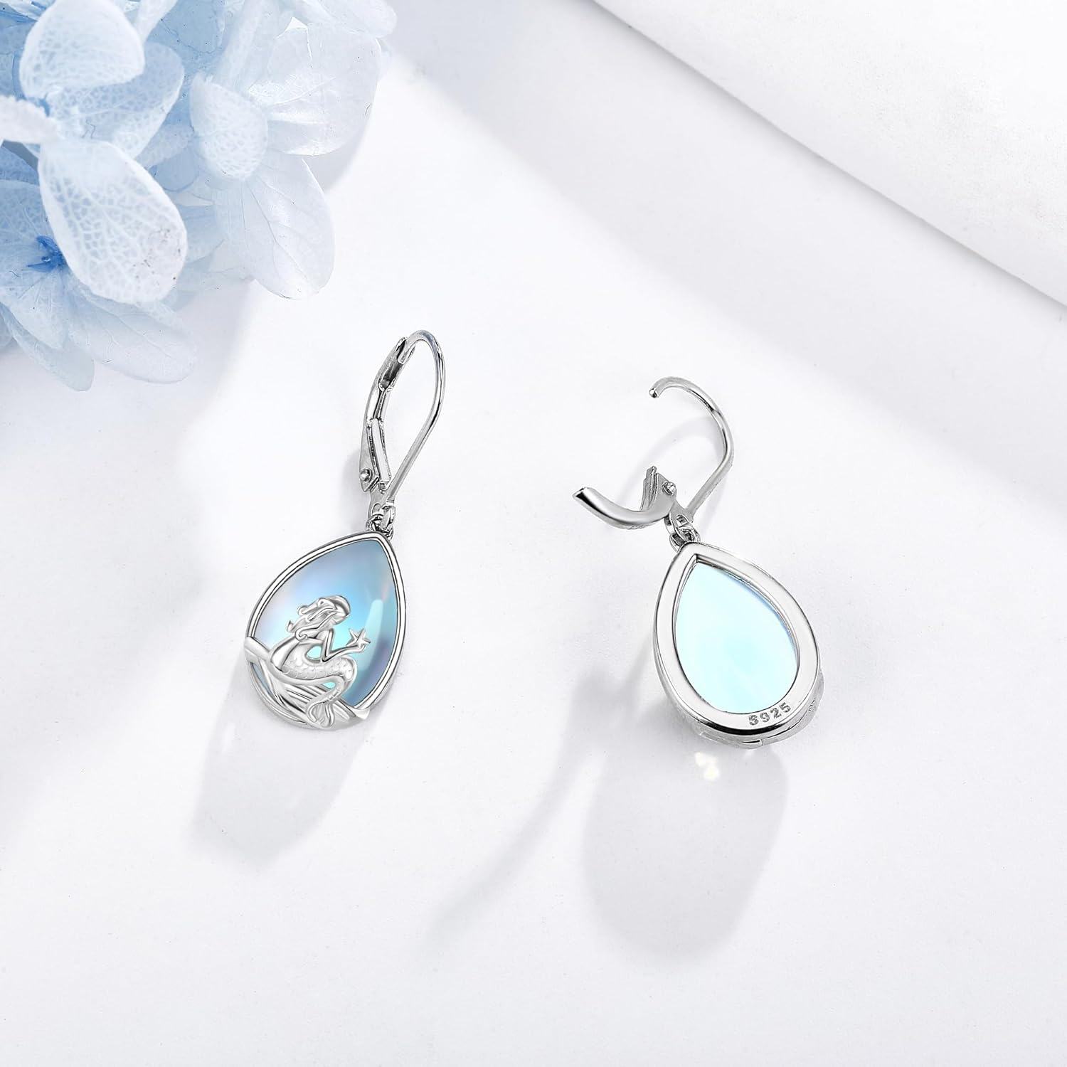 Sterling Silver Mermaid Dangle Earrings Jewelry Gifts for Women-0-3