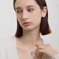 wholesale 925 Sterling Silver Turtle And Wave Pendant With Blue Gemstone Necklace-0-4