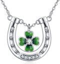 wholesale Sterling Silver & Four-Leaf Clover Horseshoe Pendant Necklace - 0.8 Luck Charm Gift for Women, 18+2 Chain-0-0