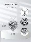 wholesale 925 Sterling Silver 925 Heart-Shaped Photo Locket Pendant with Roses and Leaves Design for Women-0-10