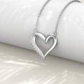 wholesale 925 Sterling Silver Open Heart Pendant with Cubic Zirconias for Women-0-2