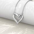 wholesale 925 Sterling Silver Open Heart Pendant Necklace Lab Created Moissanite White Gold Plated-0-2