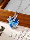 wholesale 925 Sterling Silver Blue Crystal Butterfly Pendant Necklace  for Women-0-2