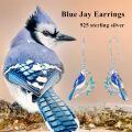 wholesale 925 Sterling Silver Blue Bird on Branch Drop Earrings with Turquoise Accents-0-5