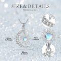 wholesale 925 Sterling Silver Blue Moonstone Sun & Crescent Moon Pendant Necklace-0-6