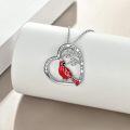 wholesale 925 Sterling Silver Red Enamel Cardinal Heart Pendant Necklace - Angel Sympathy Jewelry for Women-0-3