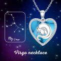 wholesale 925 Sterling Silver Heart-Shaped Created Turquoise Leo Zodiac Pendant Necklace-0-1