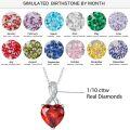 wholesale 925 Sterling Silver 1 10cttw Real Cubic Zirconias Heart Birthstone Necklace for Women Mom Wife-0-4