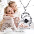 wholesale 925 Sterling Silver I Love You to the Moon & Back Pendant Necklace with Black Stone and Cubic Zirconia Gifts for Mom/Daughter/Grandma-0-1