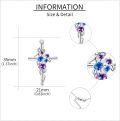 wholesale 925 Sterling Silver Floral Cross Pendant Necklaces with Purple and Blue Stones for Women's-0-4