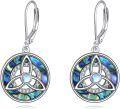 wholesale 925 Sterling Silver Moonstone Abalone Triquetra Star of David Celtic Shell Drop Earrings for Women Girls Jewellery Gift 3cm Long-0-0