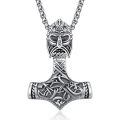 wholesale 925 Sterling Silver Viking Thor's Hammer Pendant Necklace w/ 24 Rolo Chain for Men-0-0