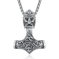 wholesale 925 Sterling Silver Viking Thor's Hammer Pendant Necklace w/ 24 Rolo Chain for Men-Mjolnir (Odin)