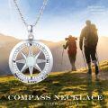 wholesale 925 Sterling Silver Opal Compass Pendant Necklace with Cubic Zirconia and Inspirational Message Never Lose Your Way - Graduation Gift for Her Him-0-4