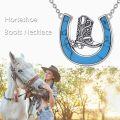 wholesale 925 Sterling Silver Turquoise Horseshoe Cowboy Boot Pendant Necklace for Women Texas Horse Lovers s-0-2