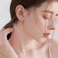 wholesale 14k/18k Solid Gold Feather Threader Earrings Long Dangle Ear Line s-0-1