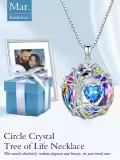 TOUPOP Sterling Silver Austrian Crystal Tree Of Life Birthstone Necklace-0-1