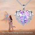 wholesale 925 Sterling Silver Purple Crystal Angel Wing Heart Scarab Pendant Necklace s for Women-0-2