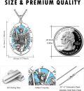 wholesale 925 Sterling Silver Turquoise Stone St Raphael Angel Prayer Medal Necklace Pendant-0-3