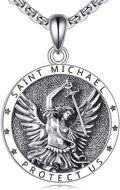 wholesale 925 Sterling Silver Saint Michael Archangel Protect Us Pendant Necklace for Men & Women-0-0