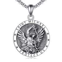 wholesale 925 Sterling Silver Saint Michael Archangel Protect Us Pendant Necklace for Men & Women-Archangel Michael