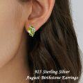 wholesale Sterling Silver Peridot Stud Earrings, 925 Lead & Nickel Free Hypoallergenic August Birthstone Jewelry, Modern Wraparound Green Gemstone Gift for Women-0-2