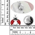 wholesale 925 Sterling Silver Ladybug Photo Locket Pendant Necklace Red Enamel Wings White Gold Plated-0-2
