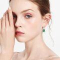 wholesale 925 Sterling Silver Emerald Dangle Earrings with Scroll Design and Hook Closure (Oval Cut)-0-1