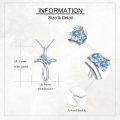 wholesale 925 Sterling Silver Aquamarine March Birthstone Cross Pendant Necklace with Rose Design-0-4
