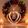TOUPOP 925 Sterling Silver Moissanite Heart Letter Pendant Necklace-0-1