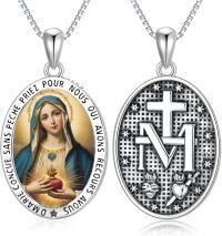 wholesale Sterling Silver Religious Medal Pendant Necklace for Women Men-Virgin Mary_01