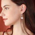 wholesale 925 Sterling Silver Gold-Plated Pink Pearl Daisy Drop Earrings-0-2