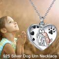 wholesale 925 Sterling Silver Heart Pet Memorial Keepsake Pendant with Paw Prints and Angel Design (Dog)-0-4