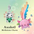 wholesale 925 Sterling Silver Axolotl Charm with Pink Birthstone Heart Pendant for Bracelets Jewelry Making Gifts for Women-0-16