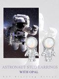 wholesale 925 Sterling Silver Astronaut Opal Stud Earrings with Colorful Stones and Hypoallergenic Design-0-5