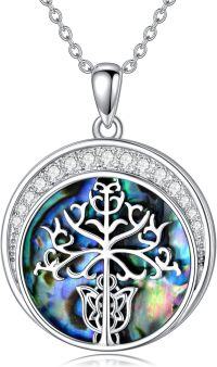 wholesale 925 Sterling Silver Round Abalone Shell Tree Of Gondor Pendant Necklace For Men-Tree of Gondor Necklace