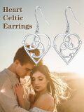 wholesale 925 Sterling Silver Heart Celtic Knot Drop Earrings Irish s for Women-0-1