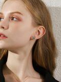 wholesale 925 Sterling Silver Gun Black Plated Cat Cz Drop Earrings For Women-0-4