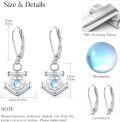 wholesale 925 Sterling Silver Moonstone Anchor Drop Dangle Leverback Earrings-0-1