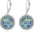 wholesale 925 Sterling Silver Triquetra Celtic Knot Abalone Shell Drop Earrings  for Her-0-0