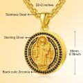 wholesale Gold 925 Sterling Silver Saint Benedict Medal Locket Pendant Chain Catholic Christian Gifts for Men/Women-0-5