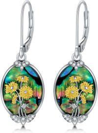 wholesale 925 Sterling Silver with Abalone Shell and Sunflower Design Drop Earrings for Women-Abalone Shell Daisy