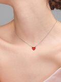 wholesale 925 Sterling Silver Red Agate Heart Pendant Necklace with 18+2 Chain - Birthday Gift for Her-0-2