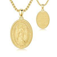 wholesale 925 Sterling Silver Saint Raphael Pendant Necklace Gold Plated Oval Charm-A04-Saint Raphael-Gold(Oval)