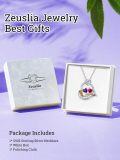 wholesale S925 Sterling Silver & Amethyst Ruby Rose Heart Pendant Necklace for Women, 18 Chain, Romantic Love Gift for Wife Girlfriend Mom Daughter-0-3