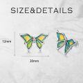 wholesale Sterling Silver Green Opal Butterfly Stud Earrings 12x20mm for Women Gift-0-3